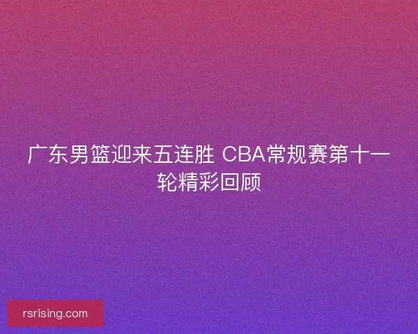 广东男篮迎来五连胜 CBA常规赛第十一轮精彩回顾