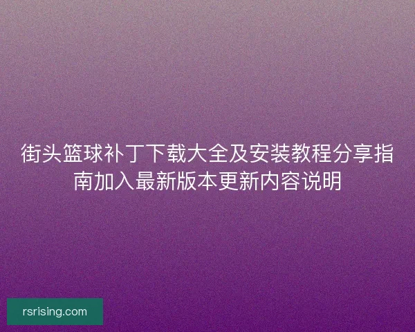 街头篮球补丁下载大全及安装教程分享指南加入最新版本更新内容说明